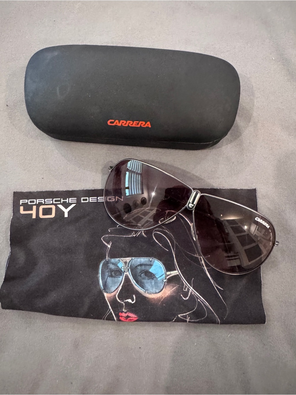 Porsche Design Men’s Aviator Sunglasses in Black and Silver